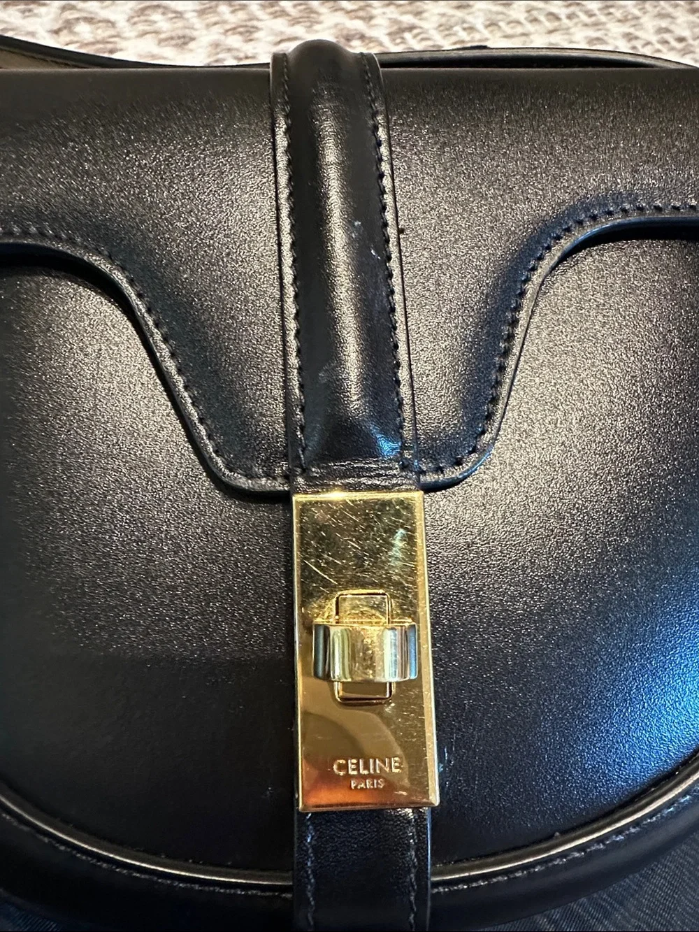 Celine Black Leather 16 Besace bag - Picture 3 of 11